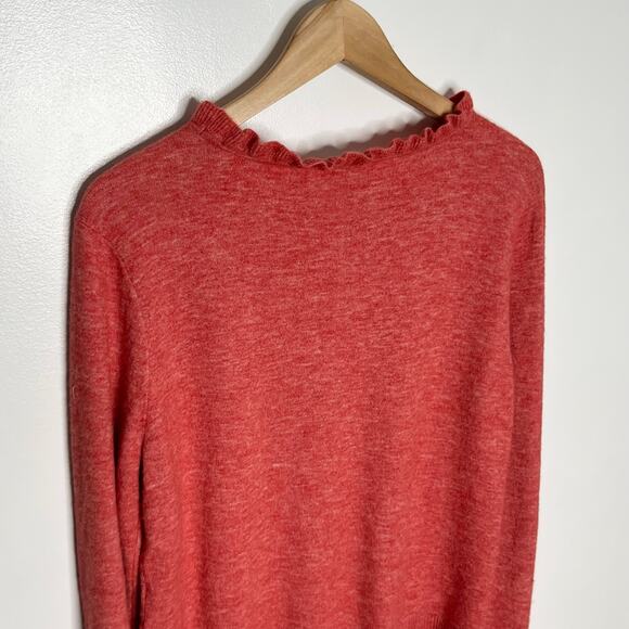 Sundance Ruffle Neck Pullover Sweater Womens PM Coral Long Sleeve Boho - Picture 7 of 9